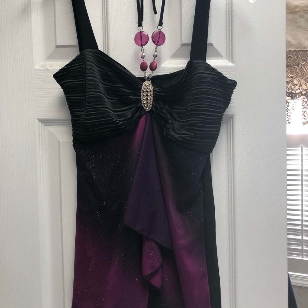 Gidani Sleeveless Black/Purple Sparkling Top